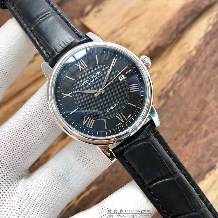 百達翡麗PATEK PHILPPE 全自動機械機芯 316L精鋼表殼 真皮錶帶 男士腕表  wssb3811